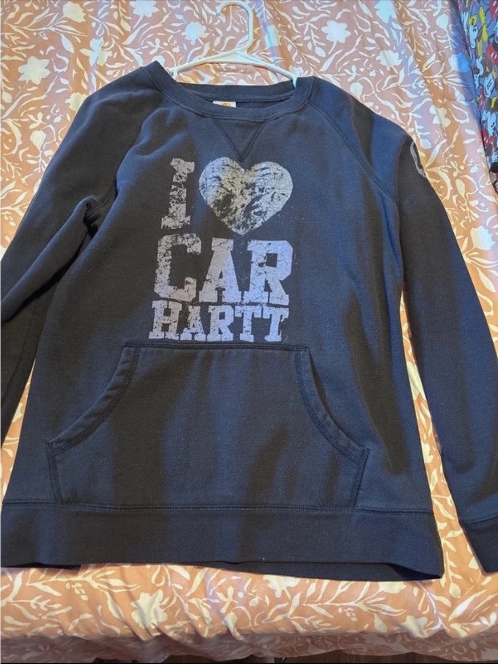 Carhartt Kids Navy Blue 'I ♥ Carhartt' Pullover Hoodie-Style Sweatshirt